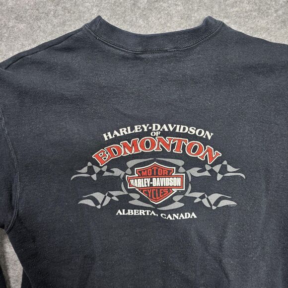 Harley-Davidson Sweatshirt Mens Large Black Crewneck Bald Eagle Canada Graphic - Picture 9 of 9